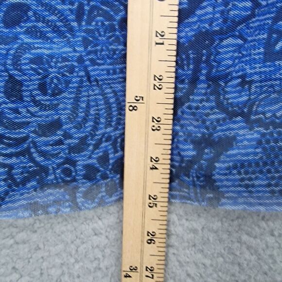Chicos Blue Paisley Sheer Layered Tunic Top Size 0 Long Sleeve V Neck Flowy - Picture 9 of 13